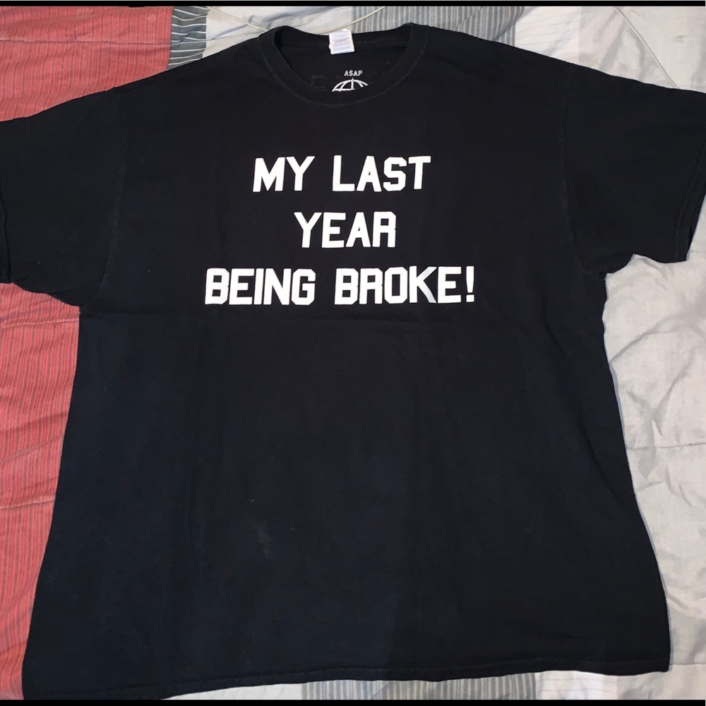 LYBB t shirt men’s size Large A$AP twelvyy my last year being broke black tee og